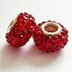 Perle shamballa gros trou strass rouge 14mm