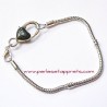 Lot 3 bracelet souple argenté coeur perle gros trou 20cm