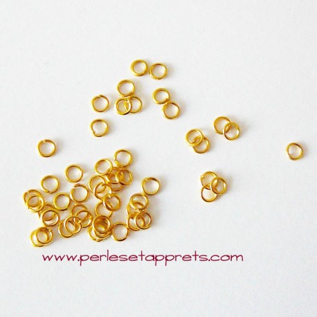 Lot 50 anneaux 4mm couleur or en cuivre pour bijoux, perles et apprêts